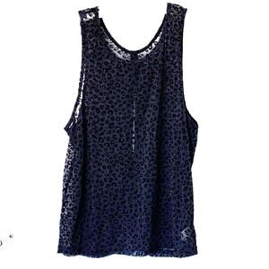 Zyia Active Wms Med Black Sheer Velvet Burnout Leopard Print Activewear Tank Top